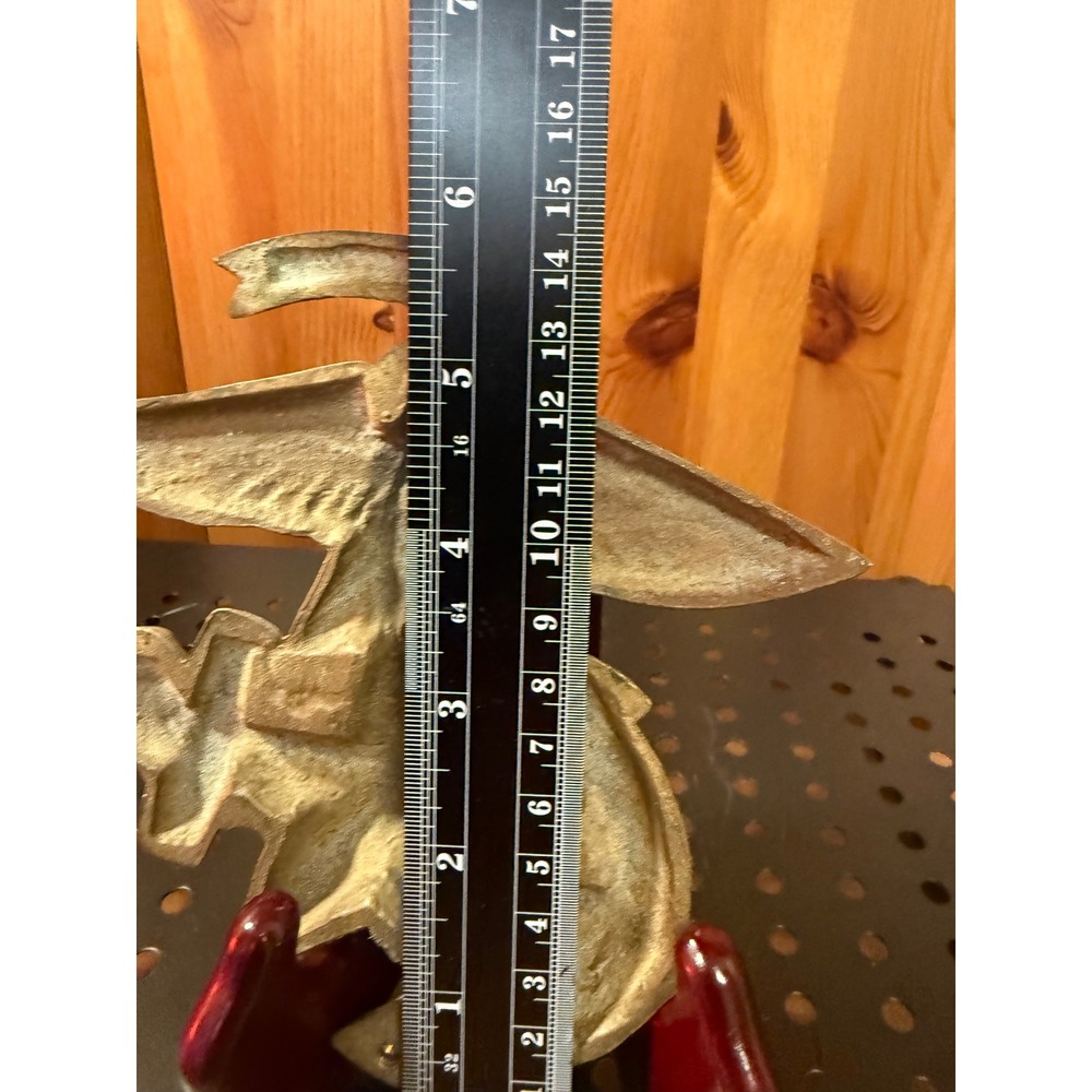 Vintage Solid Brass Eagle Anchor Wall Plaque Nautical Military 6" - Picture 4 of 5